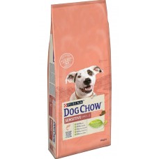 Dog Chow Аdult Sensitive - пълноценна храна със сьомга, за кучета с чувствителен стомах и кожа над 12 месеца 14 кг.